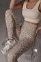 Women's Ribbed High Waist Leopard Patterned Gray Cream Tights - 8