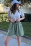Women's Khaki Pocketed, Lace-Up, Elastic Waist, Loose Muslin Shorts - 4