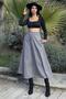 Black High Waist, Pockets, Kilos Cutout, Gingham Knitted Stamp Long Skirt