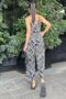 Women's Black & White Comfortable and Stylish Strappy Double Breasted Summer Jumpsuit with Elastic Waist and Pockets - 3