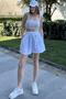 Women's White Loose Muslin Shorts with Pockets, Lace-Up, Elastic Waist - 2