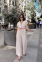 Stone Short Sleeve, Linen/Airobin Fabric, Comfortable Cut, Pocket, Half Placket, Belt/Sash Jumpsuit - 4