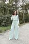 Women's Mint Long Sleeve, Shirt Collar, Elastic Waist, 4 Pockets, Elastic Ankles, Loose Overalls - 6