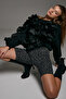 Women's High Waist Ribbed Leopard Patterned Black Anthracite Shorts - 4