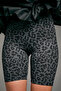 Women's High Waist Ribbed Leopard Patterned Black Anthracite Shorts