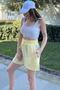 Women's Yellow Pocketed, Laced, Elastic Waist, Loose Muslin Shorts - 5