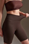 Women's High Waist Corded Brown Shorts - 5