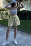 Women's Yellow Pocketed, Laced, Elastic Waist, Loose Muslin Shorts - 3