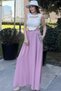 Women's Powder Elastic Waist, Pockets Straw Embroidered, Comfortable Fit, Long Kiloş Skirt