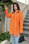 Women's Orange Tericotone Fabric, Slit, Comfortable Long Shirt - 6