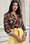 Black Yellow, Floral Print, Classic Shirt