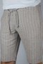 Men's, Waist Lace-up, Striped, Double Leg, Cotton Linen Shorts - 3