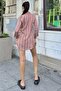 Women's Dusty Rose Striped Pattern, Long Sleeve, Relaxed Fit, Textured Fabric Shirt - 4