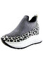 Daciana White Leopard Stone Stretch Hidden Wedge Heeled Casual Shoes - 6