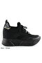Eleanor Black Suede Stretch Stone Hidden Wedge Heeled Casual Shoes - 2