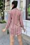 Women's Dusty Rose Striped Pattern, Long Sleeve, Relaxed Fit, Textured Fabric Shirt - 5