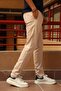 Men's, pleated detailed waist lace-up elastic, cotton trousers - 4