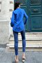 Cobalt Blue Stone Embroidered Cotton Linen Classic Shirt - 4