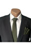Khaki Green Eyelet Woven Tie & Handkerchief