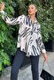 Beige Satin Shirt - Long Balloon Sleeve, Pleated Back, Loose Draped - 2