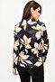 Women's Black Floral Print Polyester Shirt - Long Sleeve, Straight Fit, Standard Size - 6