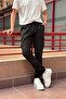 Black Men's Oversize Jogger Trousers with Elastic Waist and Legs and Cargo Pockets - 5