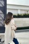 Women's Beige Imported Muslin Fabric, Long and Loose Tunic Shirt with Pockets - 2