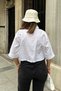 Women's White Half Sleeve, Pocket and Sleeve Detail, Terikoton Fabric, Crop Shirt - 7