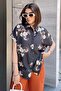 Black Classic Collar, Short Sleeve, Digital Printed Fabric, Regular Fit/Cut, Shirt