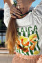 Women's Oversized Shrimp (Jamaica) Printed 100% Cotton T-Shirt Ecru - 3