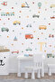 Pastel Color Vehicles Cars Kids Room Wall Sticker Set