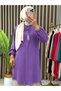 Tassel Detailed Tunic & Elastic Waist Trousers, Aerobin Fabric, Bottom Top Double Sedanur Set, Lilac - 2