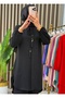 Tassel Detailed Tunic & Elastic Waist Trousers, Aerobin Fabric, Bottom Top Double Sedanur Set, Black - 3