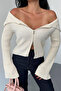 Double Zipper Stone Madonna Collar Knitwear Cardigan