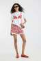 Strawberry Patterned White Oversize Women's T-Shirt + Cloth Bag Gift Combination Set – 100% Cotton - 4