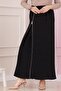 Elastic Waist Skirt with Side Zipper Detail-Black - 2