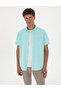 Water Green Linen Blended Regular Fit Short Sleeve Shirt 50303418-Vr083 - 2