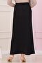 Elastic Waist Skirt with Side Zipper Detail-Black - 5