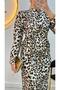 New Season Side Tie Leopard Patterned Saw Dress - 3