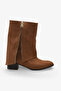 Women's Side Zipper Pointed Toe Daily Boots Volara Tan Suede - 4