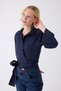 Women's Navy Blue Spanish Sleeve Tie Waist Belted Shirt - 3