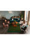 Mosso Green Themed Floral Detailed Flamingo Pattern Woven Base Modern Decorative Carpet Mosso192Green - 3
