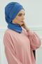 Ready-To-Wear Turban with Low-Cut Neckline and Gold Accessories, Blue, Ht-11A - 7