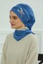 Stylish Ready-To-Wear Turban with Metal Accessories, Blue, Ht-94 - 5