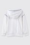 Boy's Hooded Embroidered Kangaroo Pocket Contrast Stitching Detailed White Sweatshirt - 7
