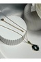Mg-03Y 316L Guaranteed Tarnish Free Steel Necklace, Green Pearlescent Zircon Stone Necklace - 2