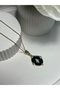 Mg-03Y 316L Guaranteed Tarnish Free Steel Necklace, Green Pearlescent Zircon Stone Necklace