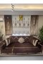 New Fashion Luxury Velvet Coral Fleece Sofa Bed Cover (12-Piece Set 3,3,1,1) Brown Color - 3