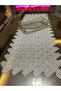 طقم غطاء طاولة طاولة القهوة لغرفة الصالون من Runner، طقم مهر فرنسي مزين بالدانتيل، أبيض، 5 قطع - 5