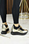 Josefina Gold Stretch Stone Hidden Wedge Heeled Casual Shoes - 5